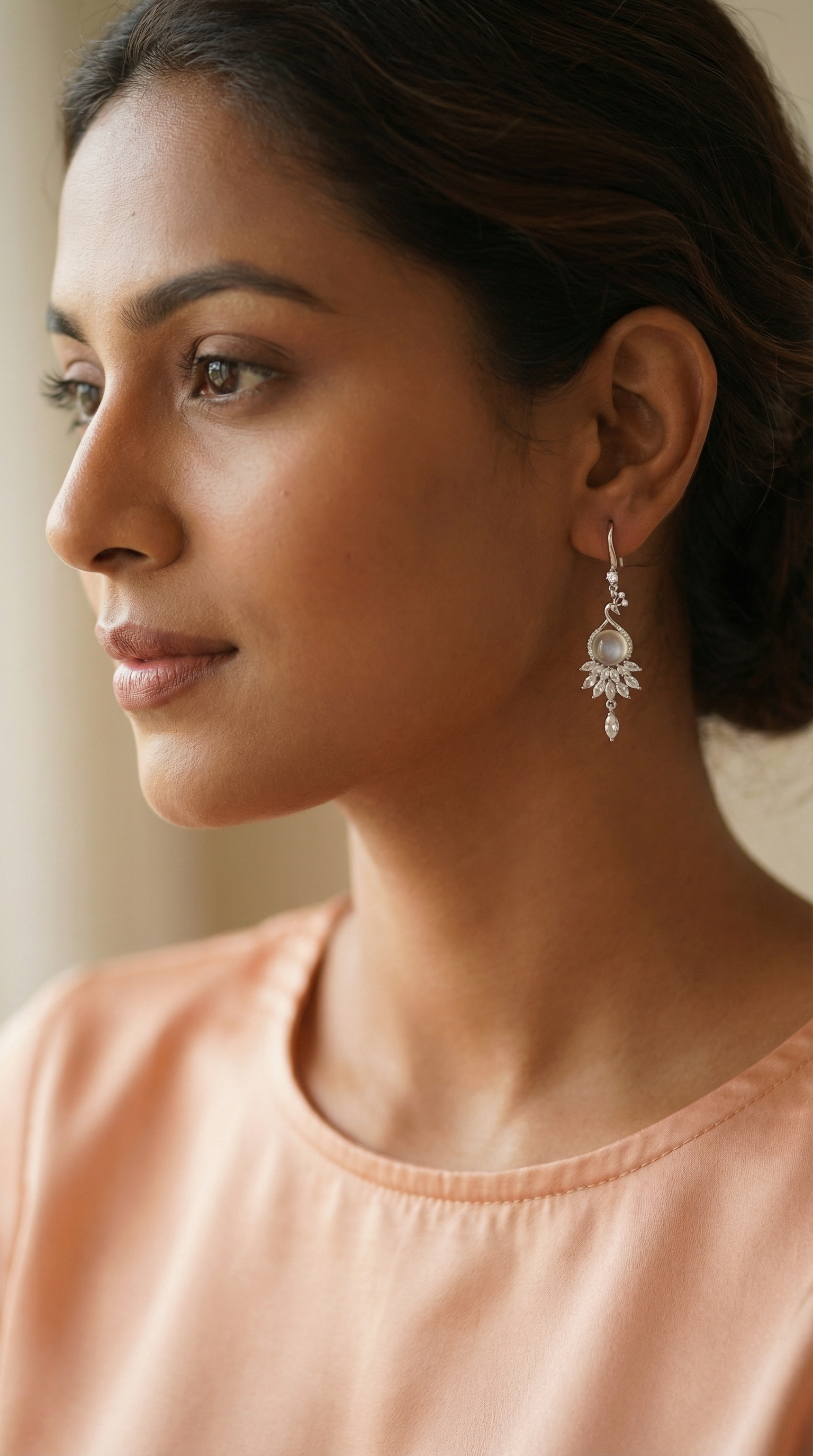 Peacock droplet earrings