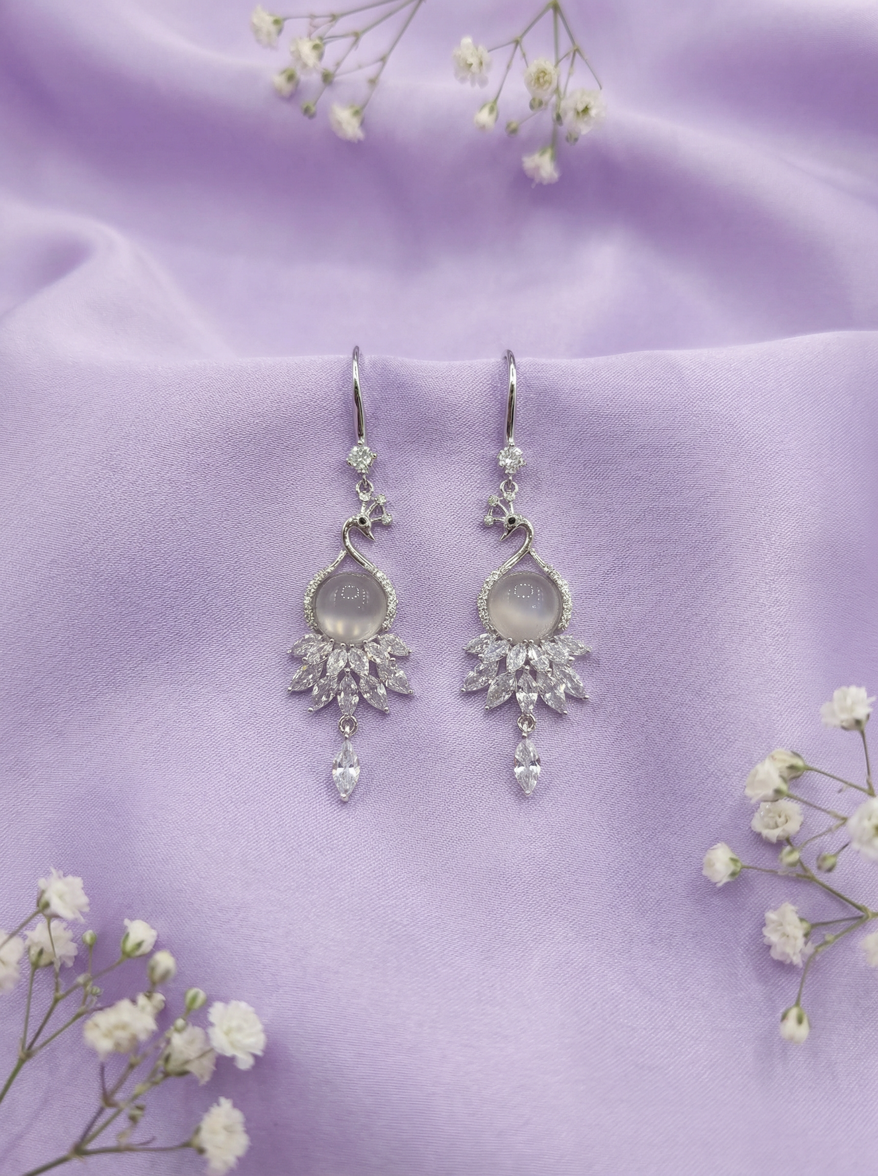 Peacock droplet earrings